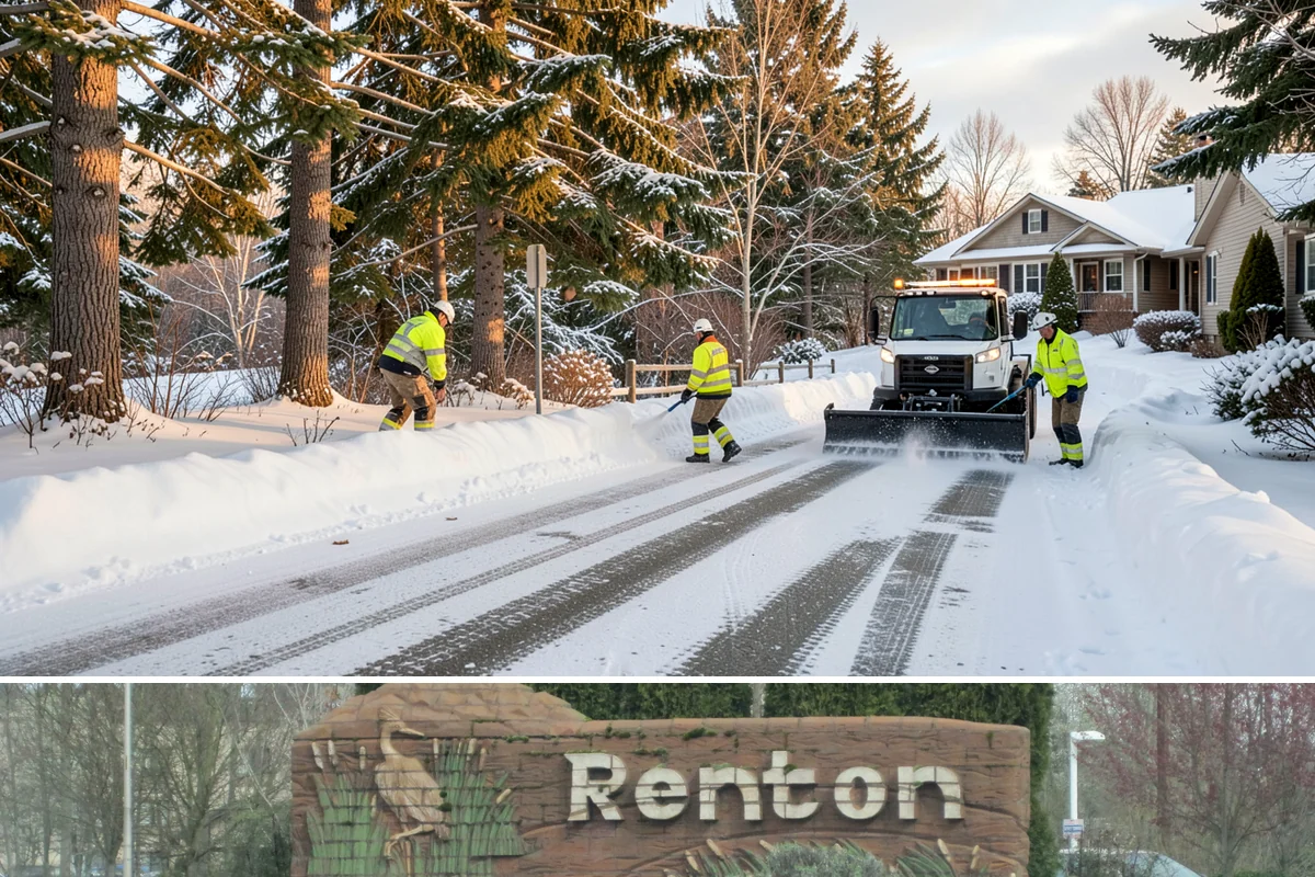 Transit Center Snow Removal in Renton, King County, WA - Transit demand peaks December through February around morning-rush freeze conditions.