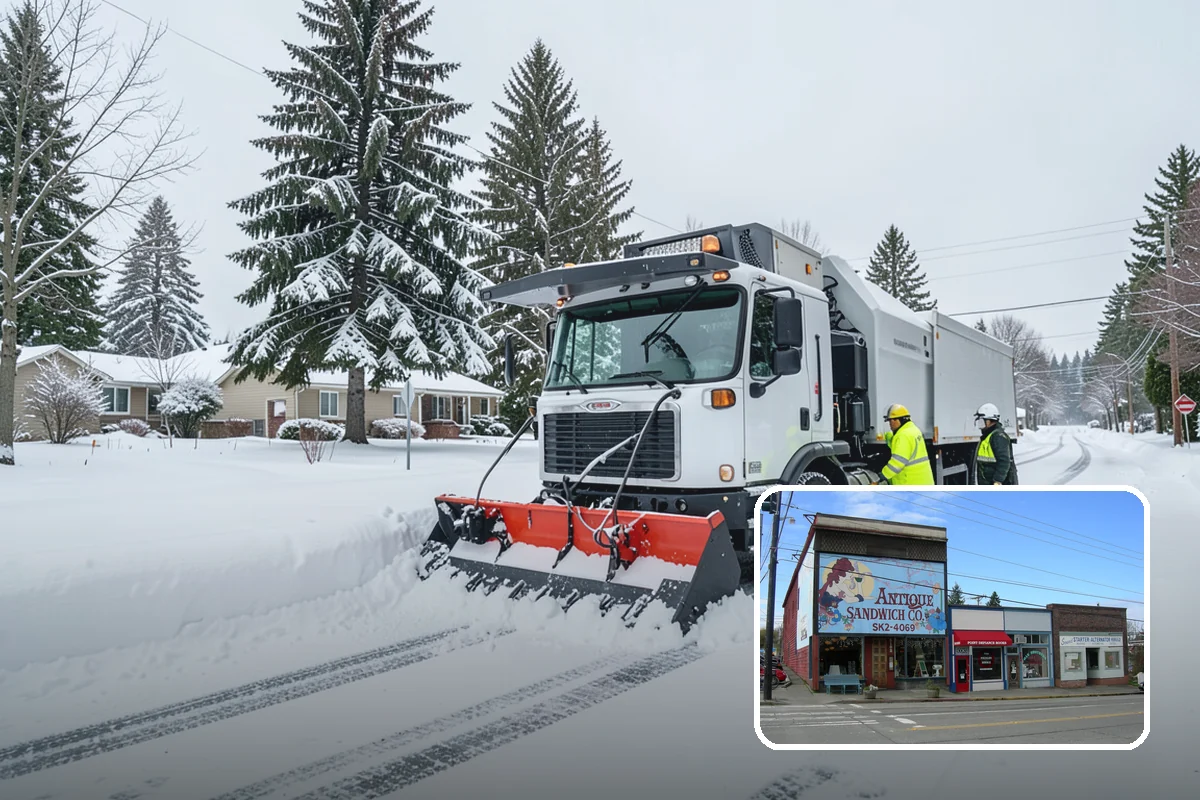 Transit Center Snow Removal in Ruston, Pierce County, WA - Bus bays and boarding islands cleared first