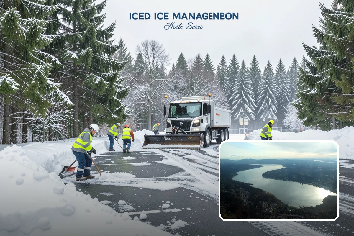 Transit Center Snow Removal in Sammamish, King County, WA - Bus bays and boarding islands cleared first