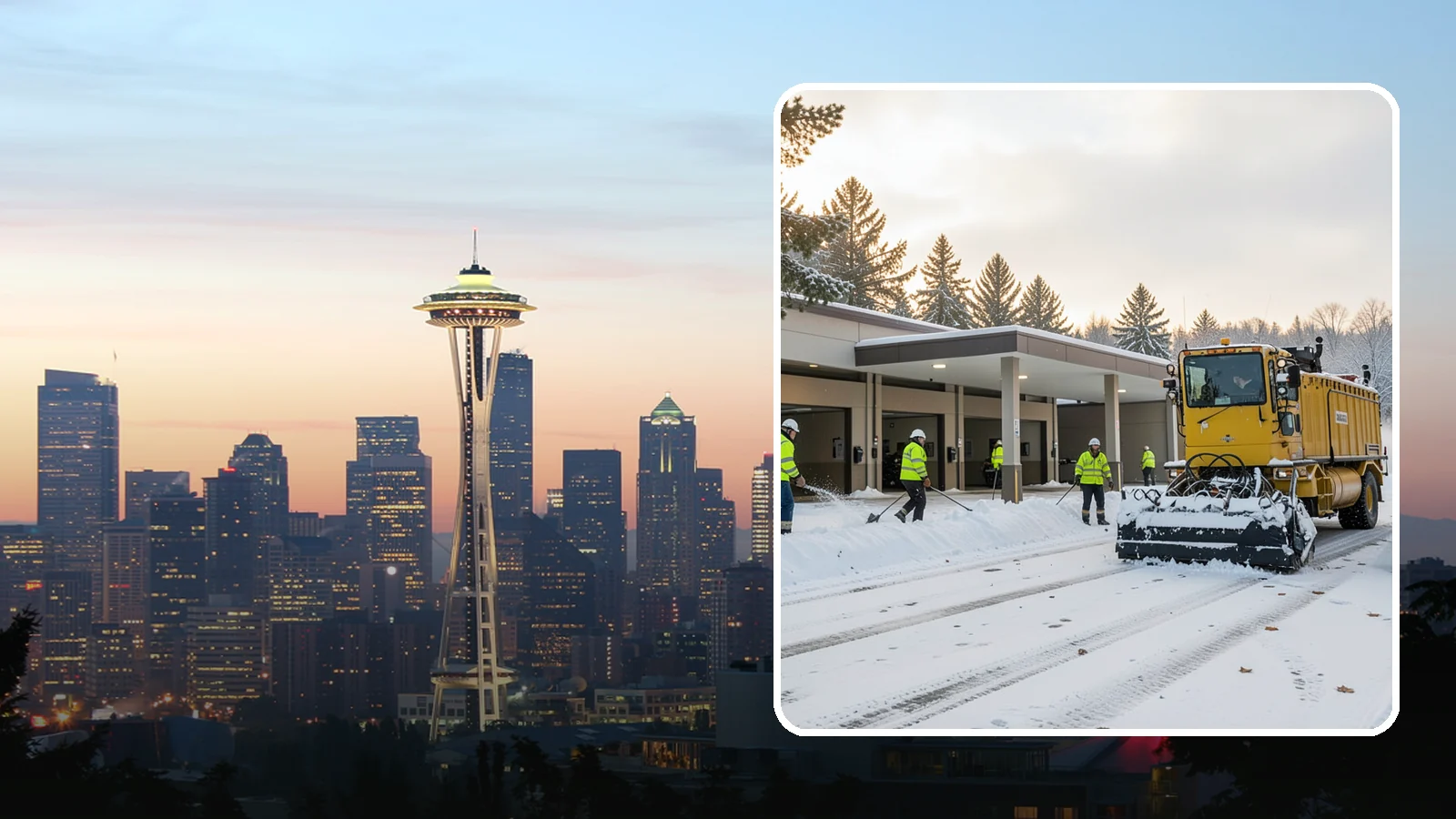 Transit Center Snow Removal in Seattle, King County, WA - Keep buses loading and riders safe by clearing transit bays, boarding platforms, and passenger walkways before the morning...