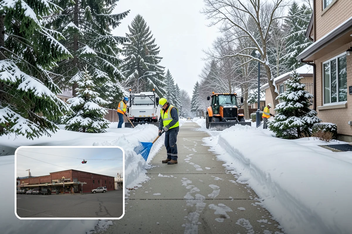 Transit Center Snow Removal in Sedro-Woolley, Skagit County, WA - Bus bays and boarding islands cleared first