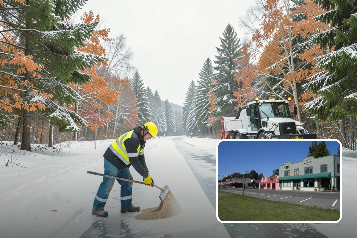 Transit Center Snow Removal in Snoqualmie, King County, WA - Bus bays and boarding islands cleared first
