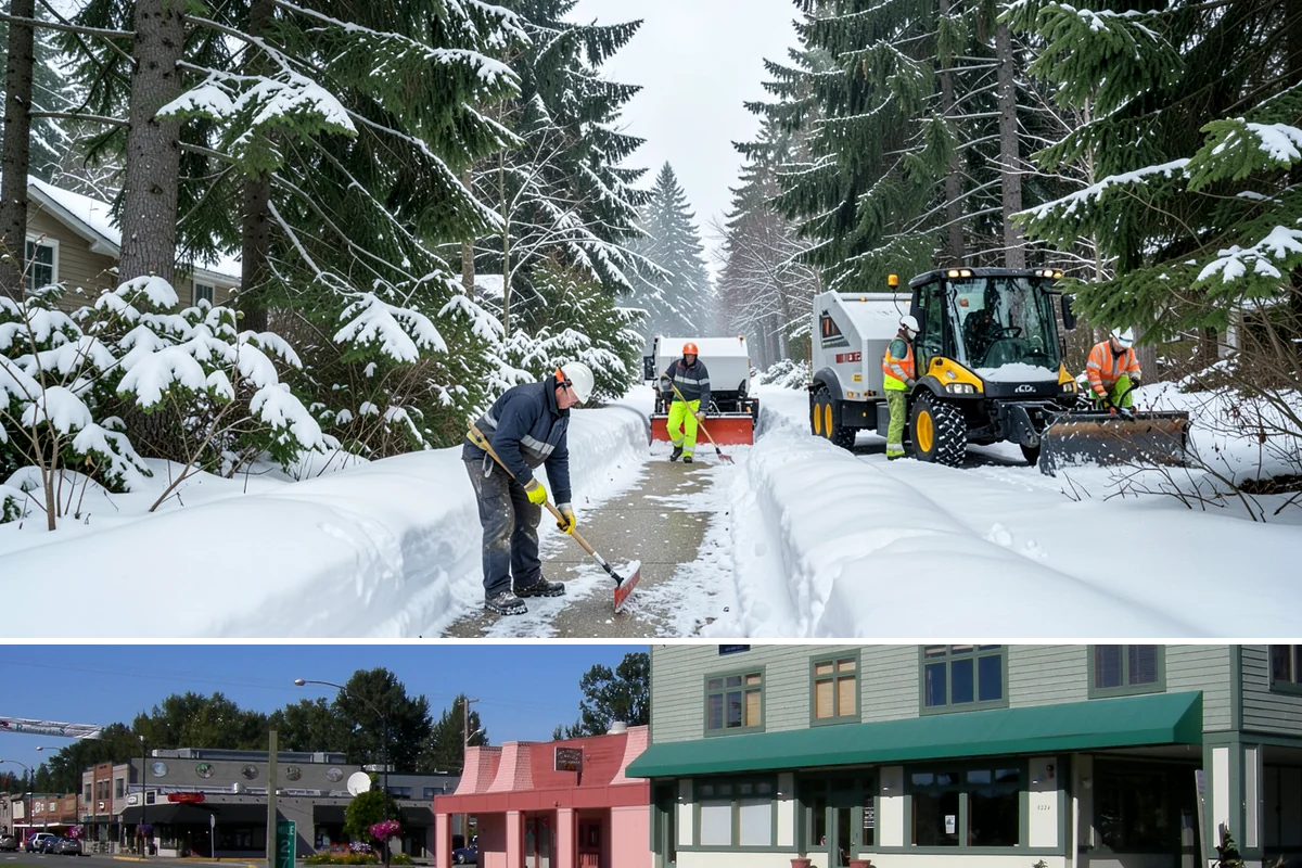 Transit Center Snow Removal in Snoqualmie, King County, WA - Transit demand peaks December through February around morning-rush freeze conditions.