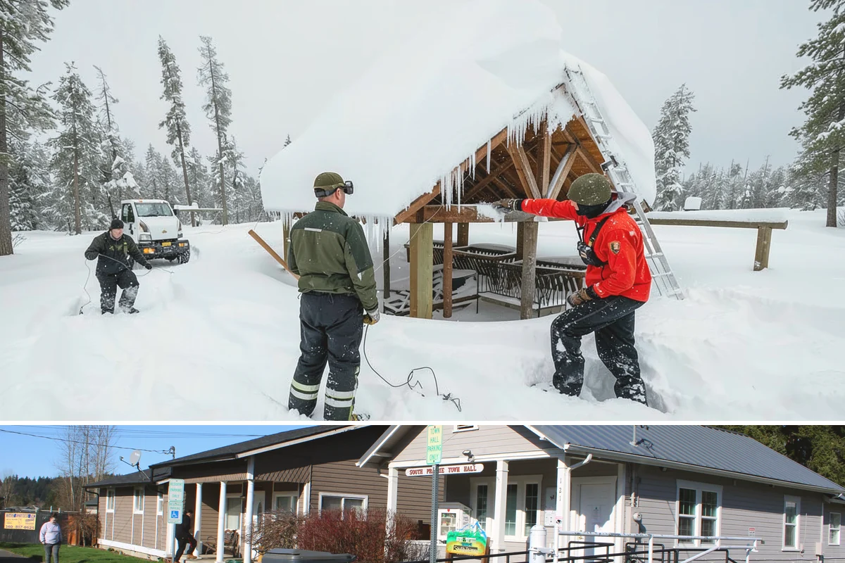 Transit Center Snow Removal in South Prairie, Pierce County, WA - Transit demand peaks December through February around morning-rush freeze conditions.