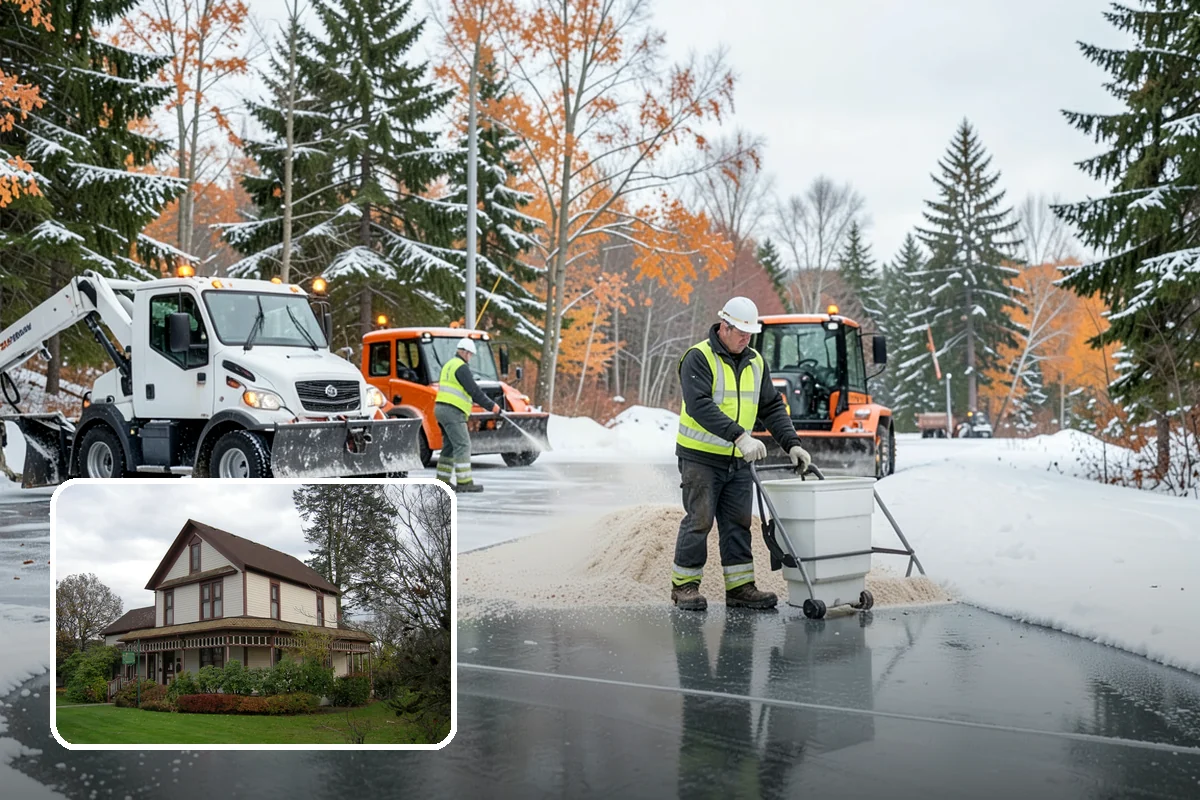 Transit Center Snow Removal in Sumner, Pierce County, WA - Bus bays and boarding islands cleared first