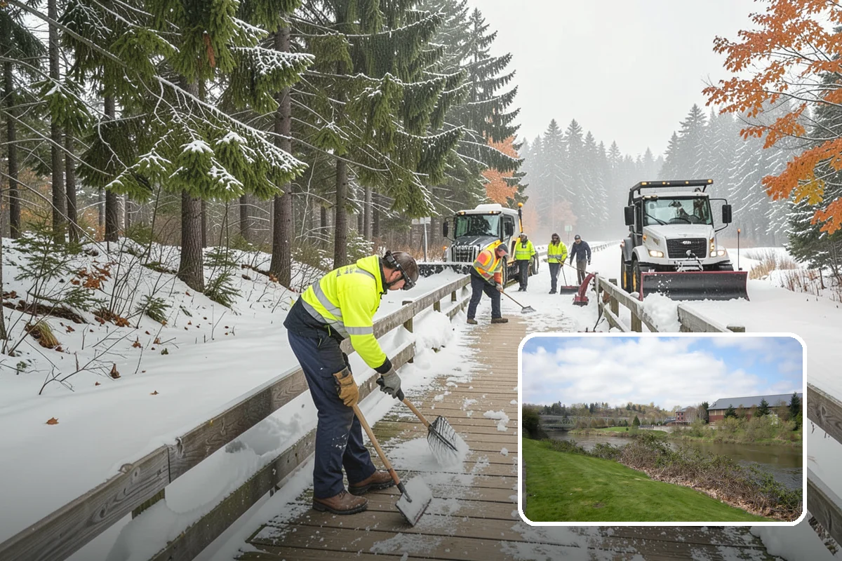 Transit Center Snow Removal in Tukwila, King County, WA - Bus bays and boarding islands cleared first