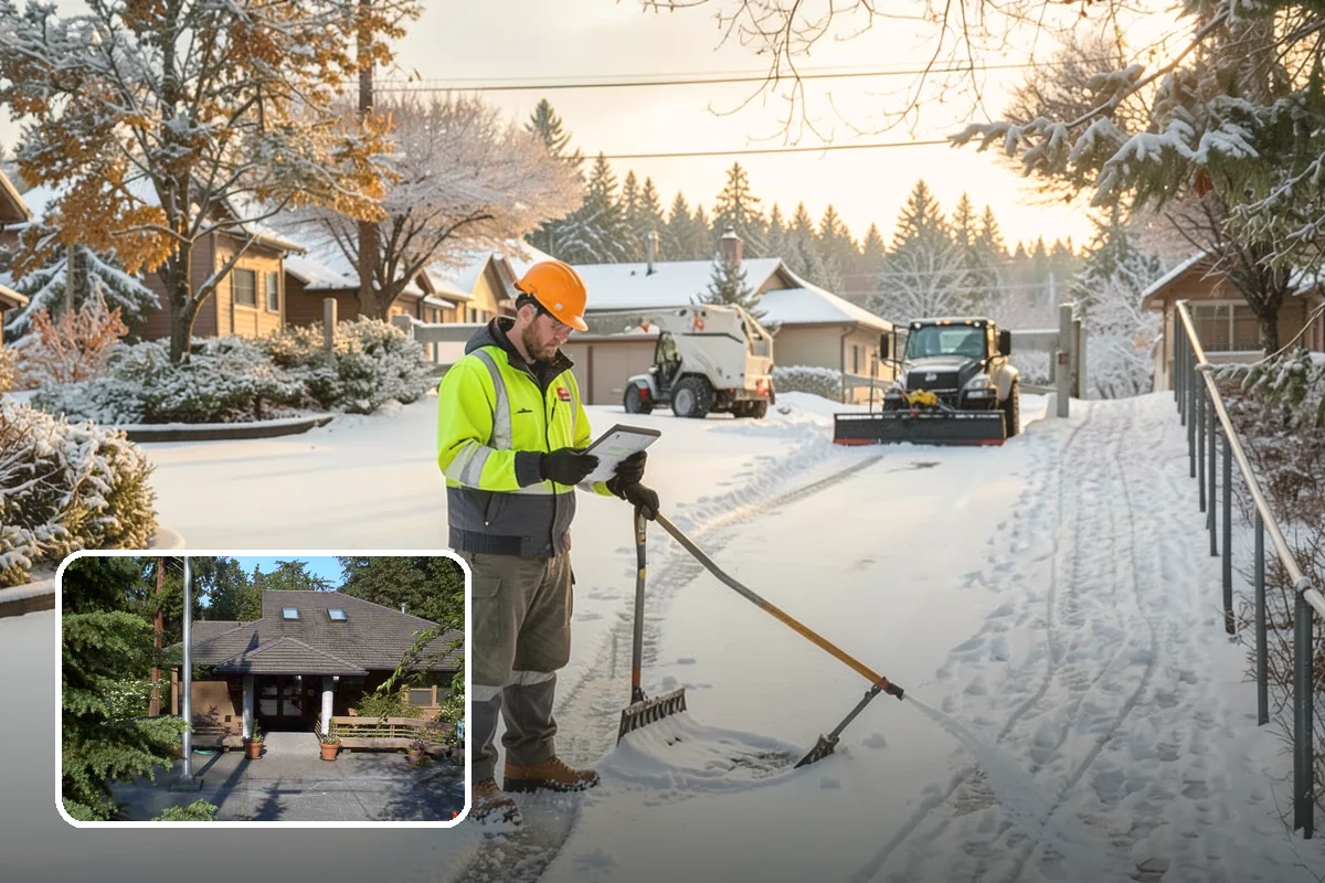 Transit Center Snow Removal in Yarrow Point, King County, WA - Bus bays and boarding islands cleared first