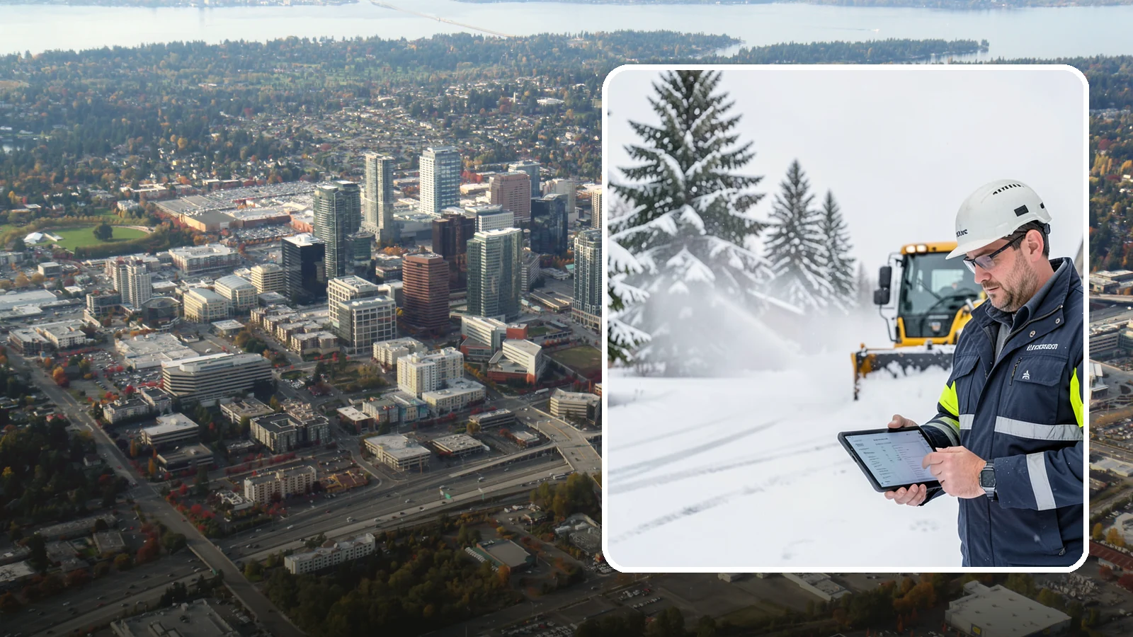 Trigger-Depth Snow Removal in Bellevue, King County, WA - We dispatch automatically once snow reaches your chosen trigger depth so clearing starts at a consistent Western Washington...