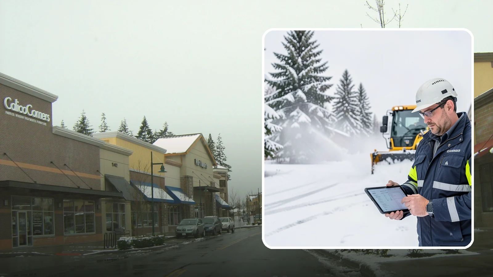 Trigger-Depth Snow Removal in Mill Creek, Snohomish County, WA - We dispatch automatically once snow reaches your chosen trigger depth so clearing starts at a consistent Western Washington...