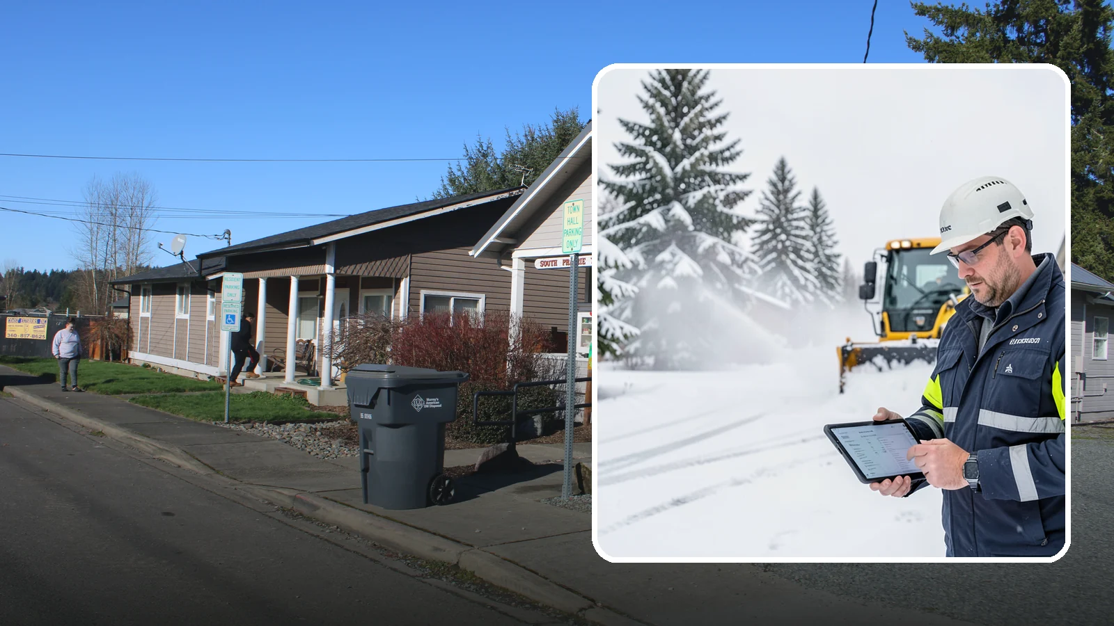 Trigger-Depth Snow Removal in South Prairie, Pierce County, WA - We dispatch automatically once snow reaches your chosen trigger depth so clearing starts at a consistent Western Washington...