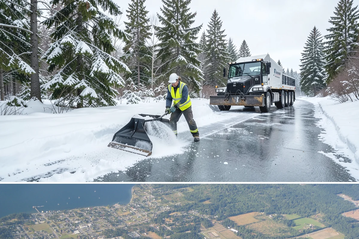 Utility Access Clearing in Coupeville, Island County, WA - Maintained after each snowfall throughout the winter season so critical access is never blocked.