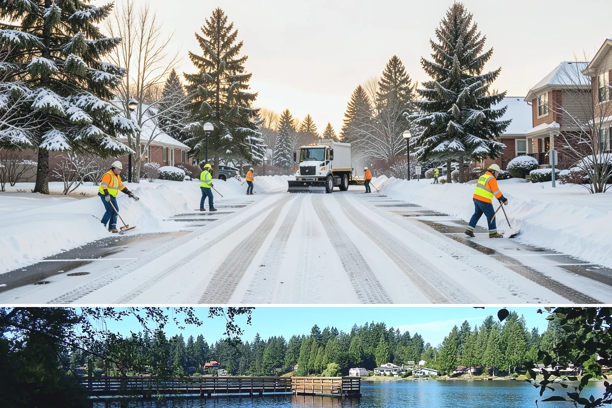 Utility Access Clearing in Federal Way, King County, WA - Maintained after each snowfall throughout the winter season so critical access is never blocked.