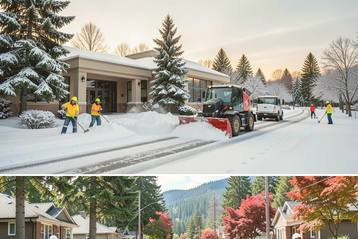 Utility Access Clearing in Hunts Point, King County, WA - Maintained after each snowfall throughout the winter season so critical access is never blocked.