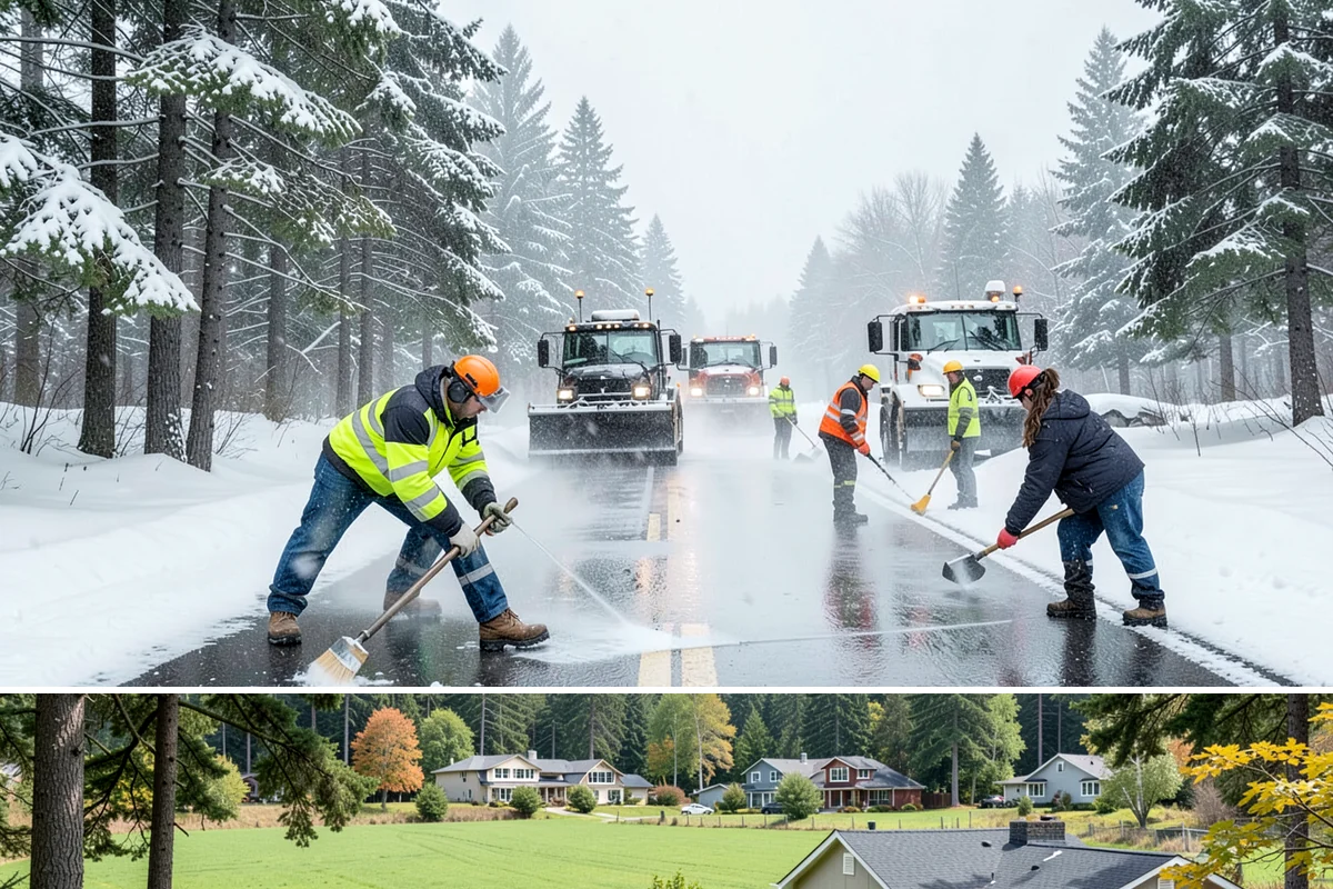 Utility Access Clearing in Lyman, Skagit County, WA - Maintained after each snowfall throughout the winter season so critical access is never blocked.