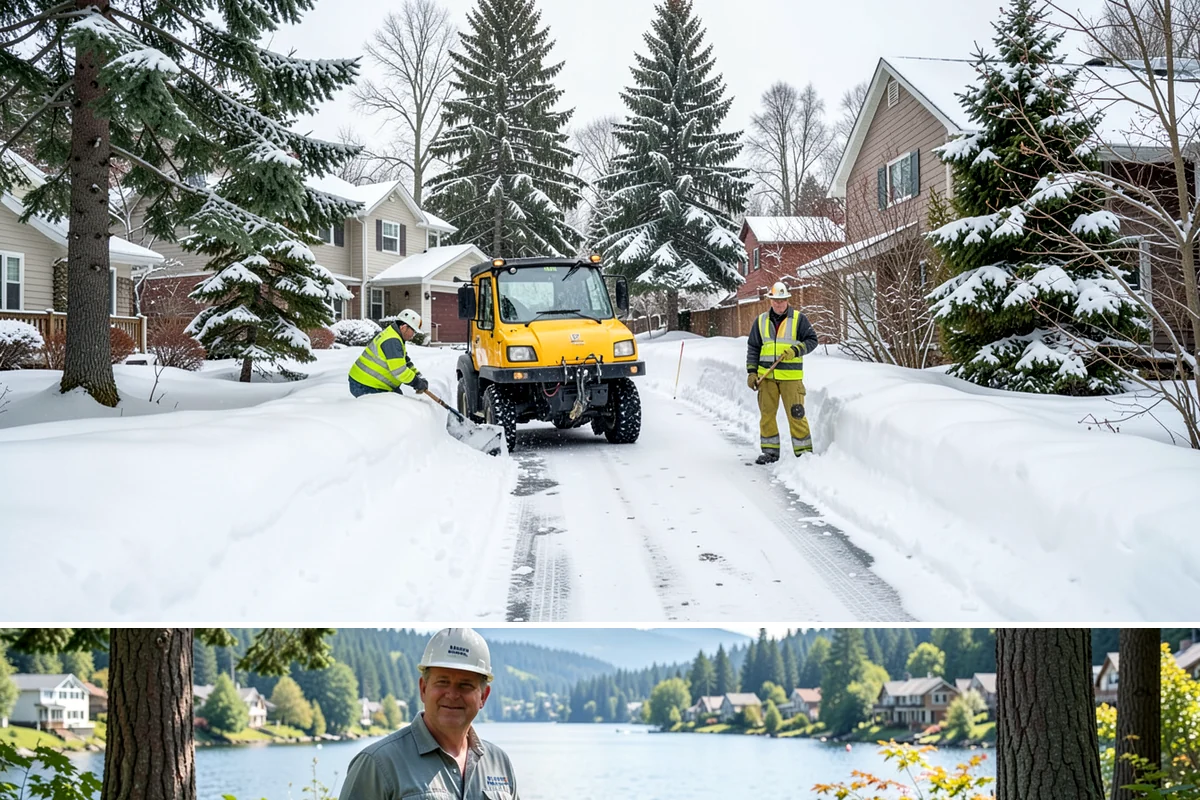 Utility Access Clearing in Milton, King County, WA - Maintained after each snowfall throughout the winter season so critical access is never blocked.