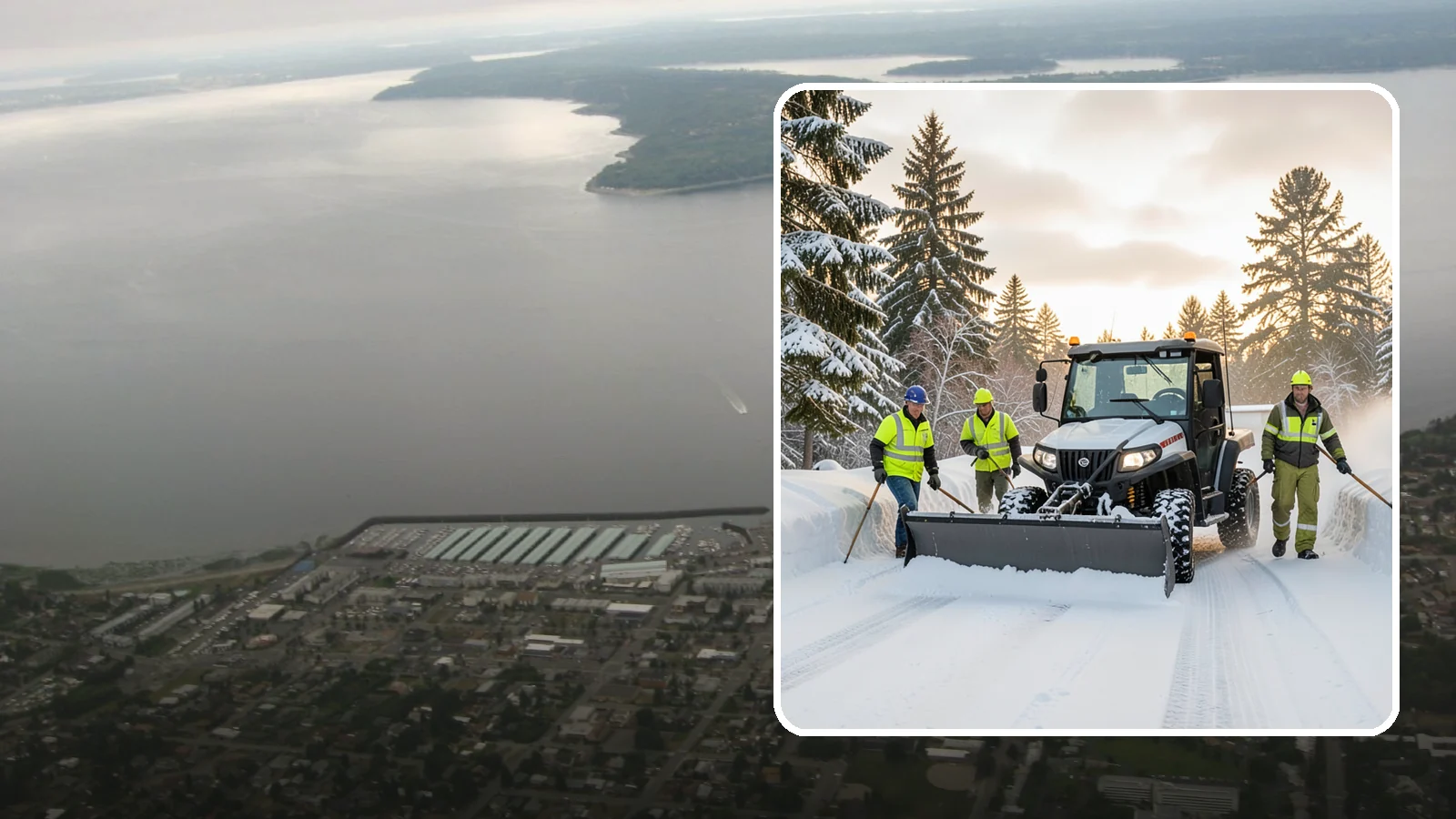 UTV Snow Plowing in Des Moines, King County, WA - Our UTV plow units combine maneuverability with more pushing power for medium-sized properties and complexes.