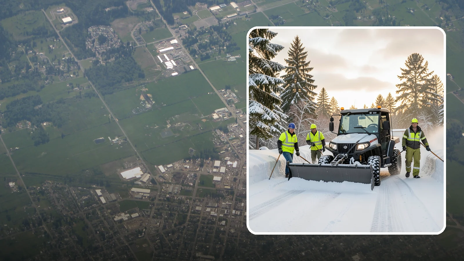 UTV Snow Plowing in Enumclaw, King County, WA - Our UTV plow units combine maneuverability with more pushing power for medium-sized properties and complexes.