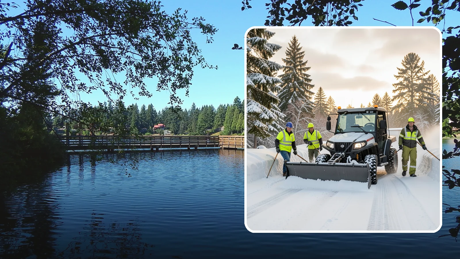 UTV Snow Plowing in Federal Way, King County, WA - Our UTV plow units combine maneuverability with more pushing power for medium-sized properties and complexes.