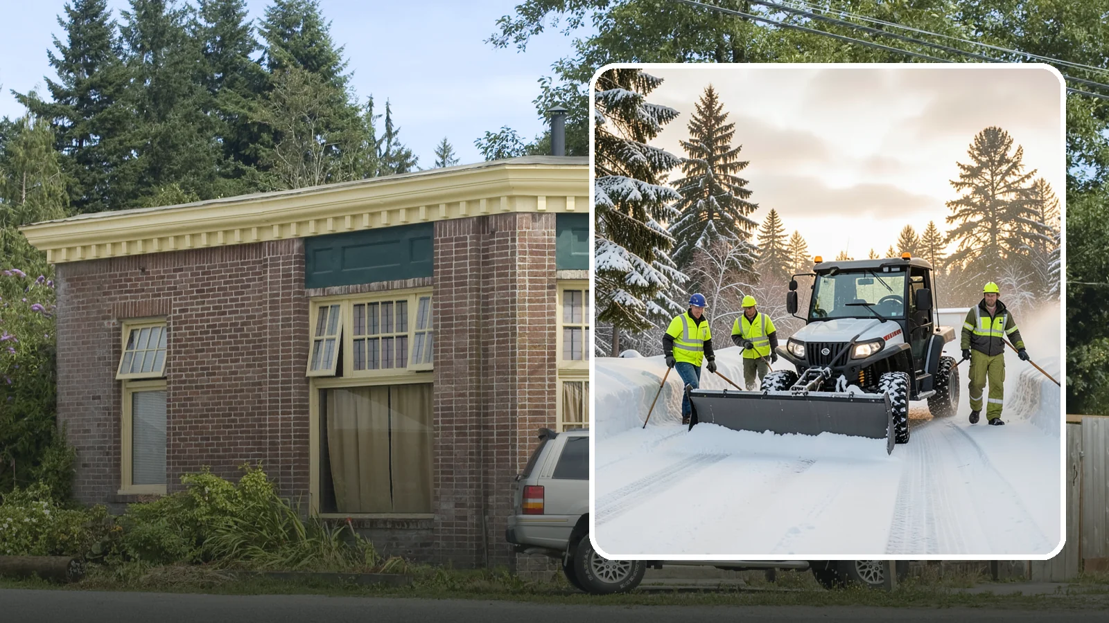 UTV Snow Plowing in Hamilton, Skagit County, WA - Our UTV plow units combine maneuverability with more pushing power for medium-sized properties and complexes.