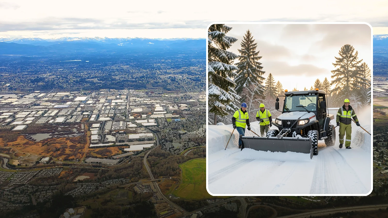 UTV Snow Plowing in Kent, King County, WA - Our UTV plow units combine maneuverability with more pushing power for medium-sized properties and complexes.