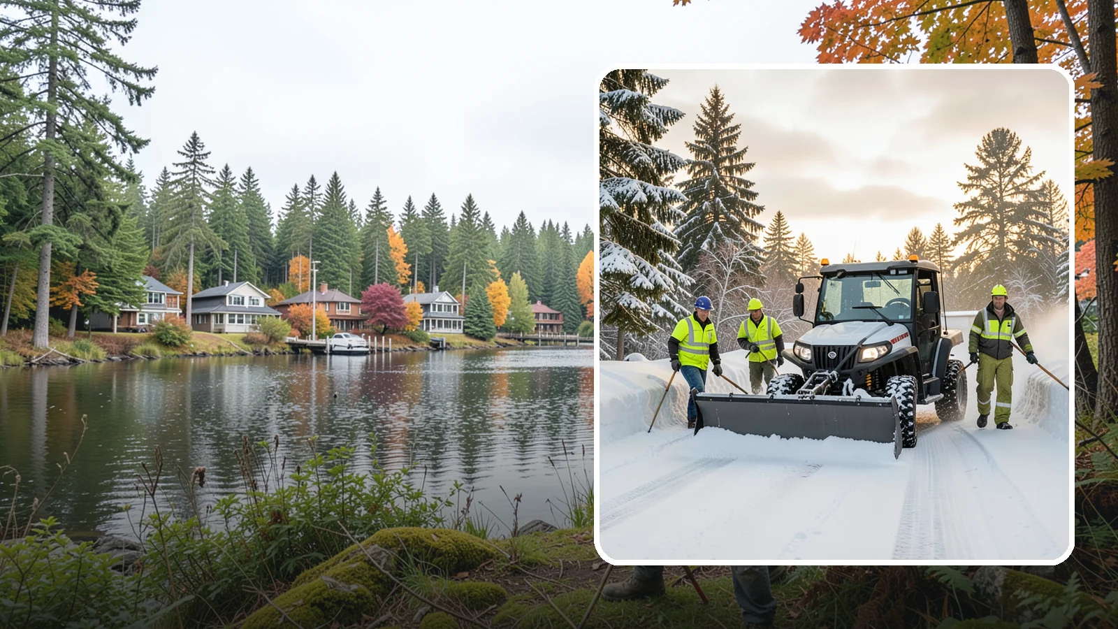 UTV Snow Plowing in La Conner, Skagit County, WA - Our UTV plow units combine maneuverability with more pushing power for medium-sized properties and complexes.