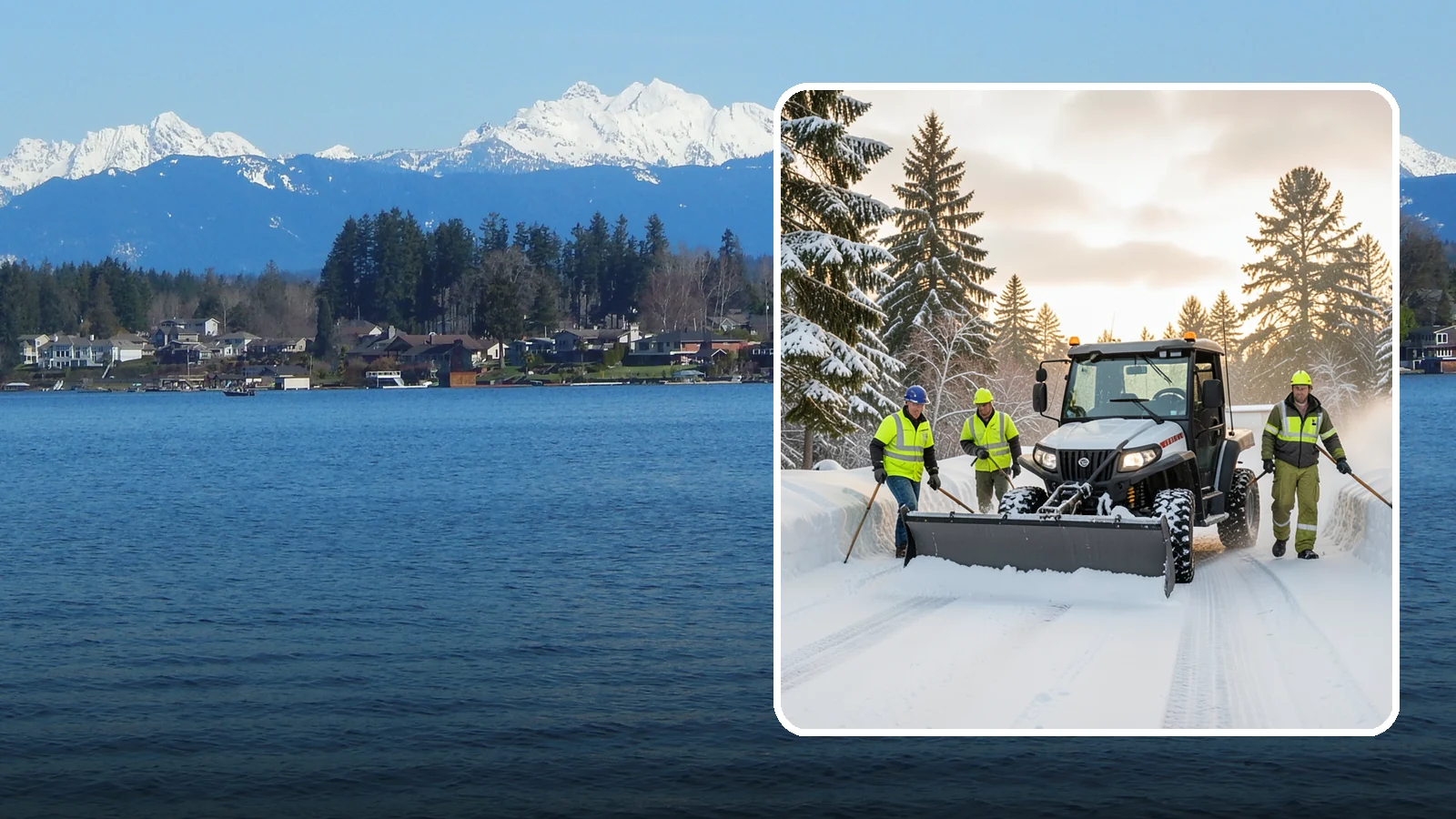 UTV Snow Plowing in Lake Stevens, Snohomish County, WA - Our UTV plow units combine maneuverability with more pushing power for medium-sized properties and complexes.