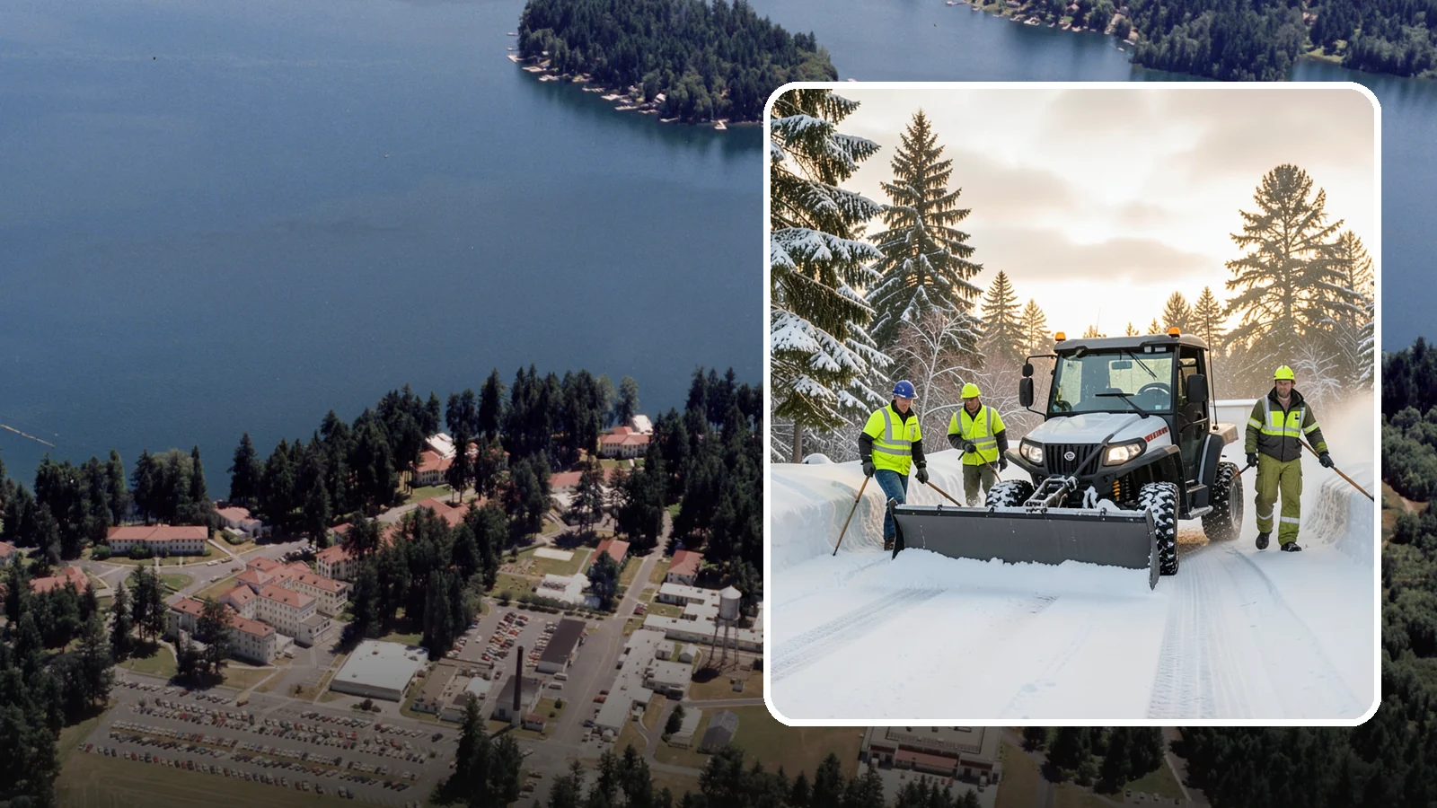UTV Snow Plowing in Lakewood, Pierce County, WA - Our UTV plow units combine maneuverability with more pushing power for medium-sized properties and complexes.