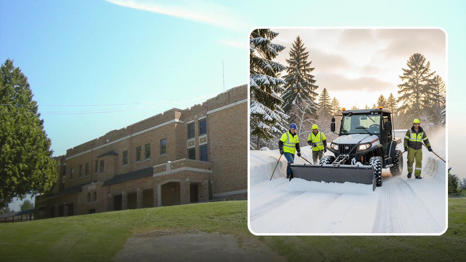 UTV Snow Plowing in Maple Valley, King County, WA - Our UTV plow units combine maneuverability with more pushing power for medium-sized properties and complexes.