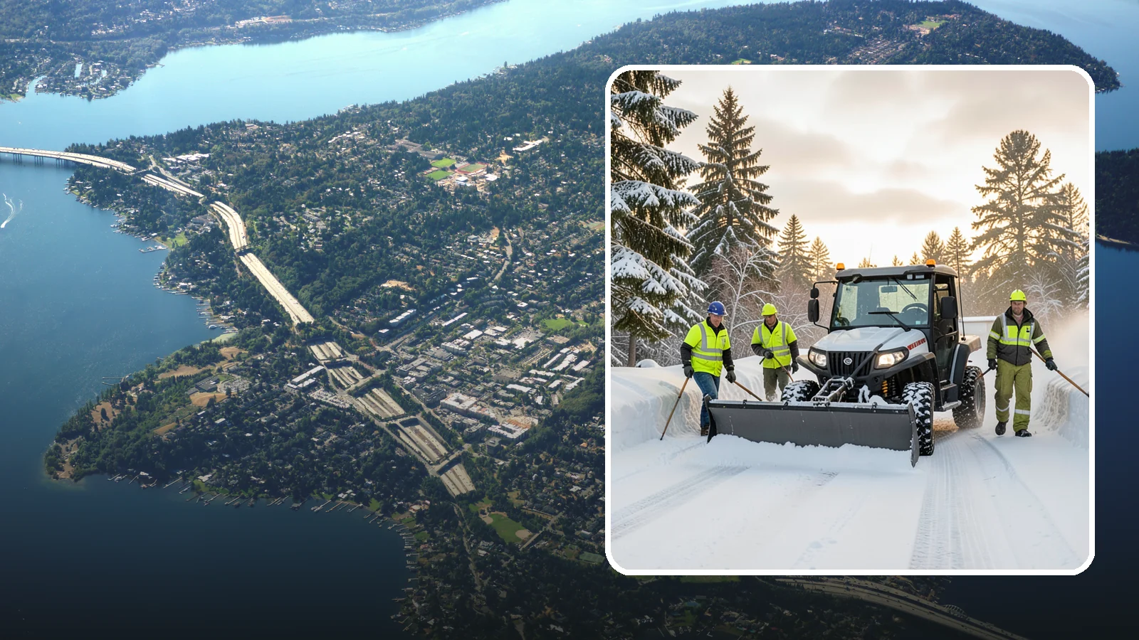 UTV Snow Plowing in Mercer Island, King County, WA - Our UTV plow units combine maneuverability with more pushing power for medium-sized properties and complexes.
