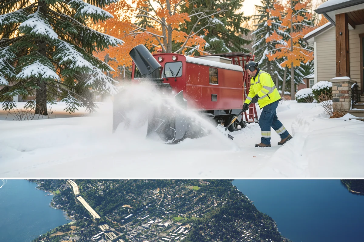 UTV Snow Plowing in Mercer Island, King County, WA - UTV plowing is in steady demand across the core snow months of December through February.