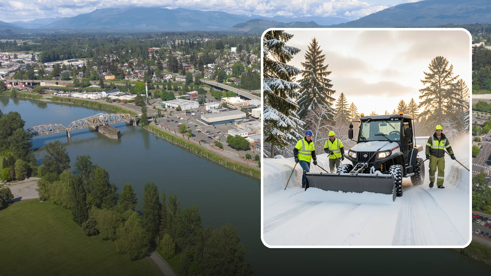 UTV Snow Plowing in Mount Vernon, Skagit County, WA - Our UTV plow units combine maneuverability with more pushing power for medium-sized properties and complexes.