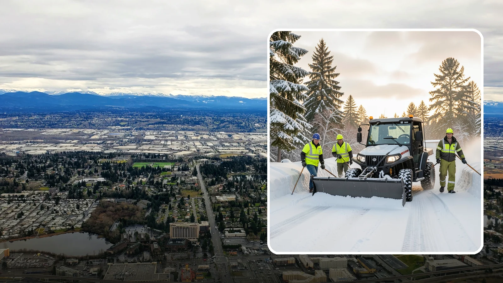 UTV Snow Plowing in SeaTac, King County, WA - Our UTV plow units combine maneuverability with more pushing power for medium-sized properties and complexes.