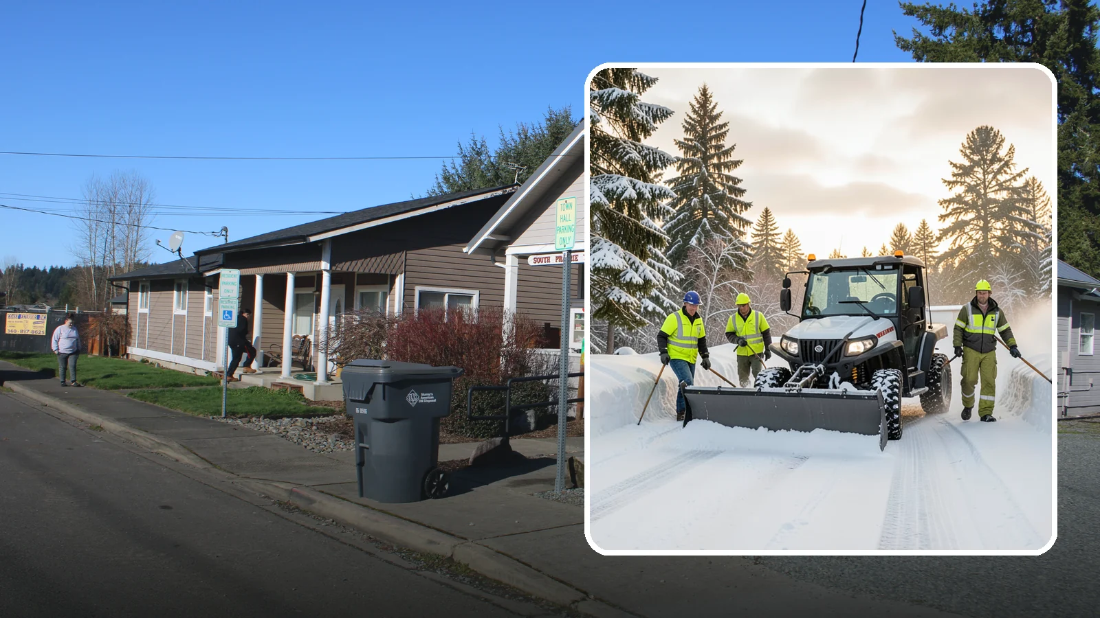UTV Snow Plowing in South Prairie, Pierce County, WA - Our UTV plow units combine maneuverability with more pushing power for medium-sized properties and complexes.