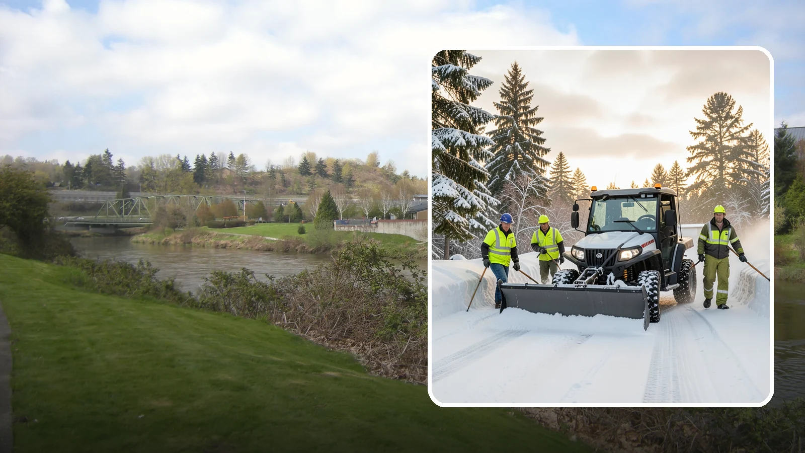 UTV Snow Plowing in Tukwila, King County, WA - Our UTV plow units combine maneuverability with more pushing power for medium-sized properties and complexes.