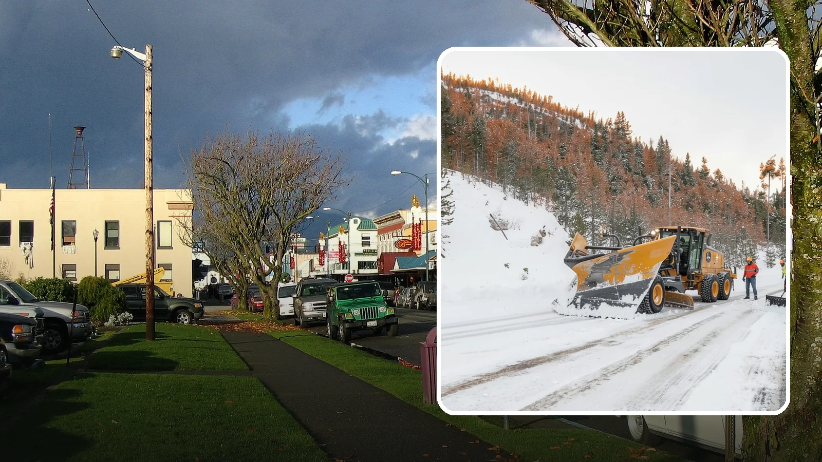 V-Plow Service in Arlington, Snohomish County, WA - Our V-plows break through deep drifts and packed snow that flat blades struggle to penetrate.