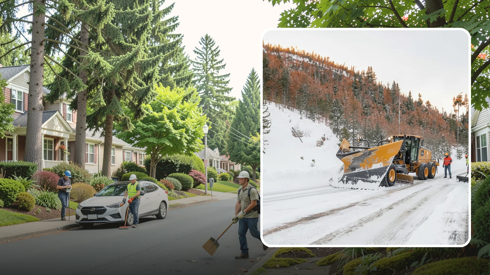 V-Plow Service in Beaux Arts Village, King County, WA - Our V-plows break through deep drifts and packed snow that flat blades struggle to penetrate.