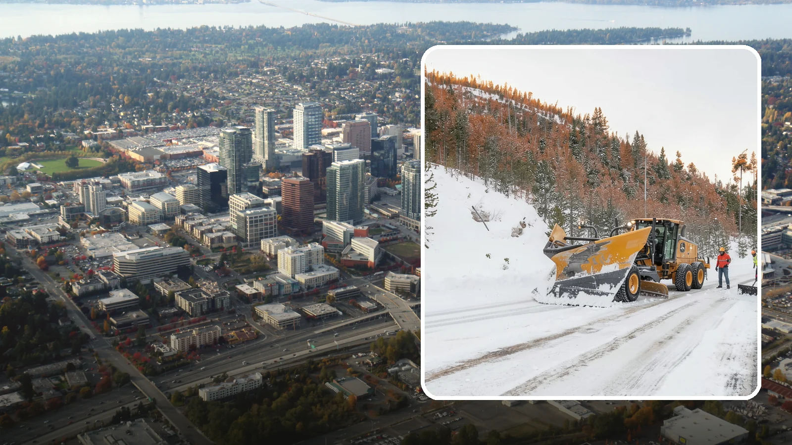 V-Plow Service in Bellevue, King County, WA - Our V-plows break through deep drifts and packed snow that flat blades struggle to penetrate.