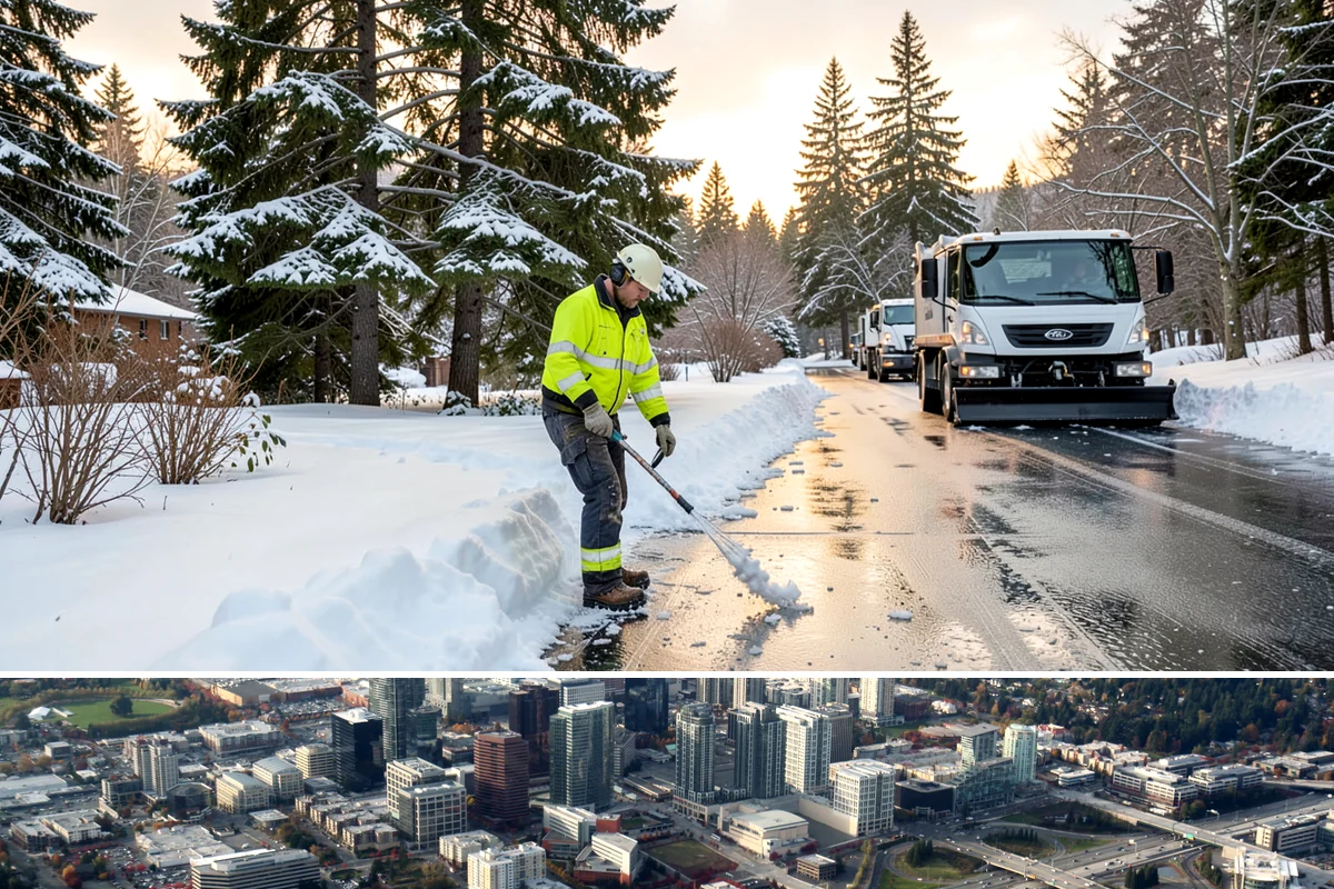 V-Plow Service in Bellevue, King County, WA - V-plow service is most valuable after heavy accumulation and drifting events from December through February.