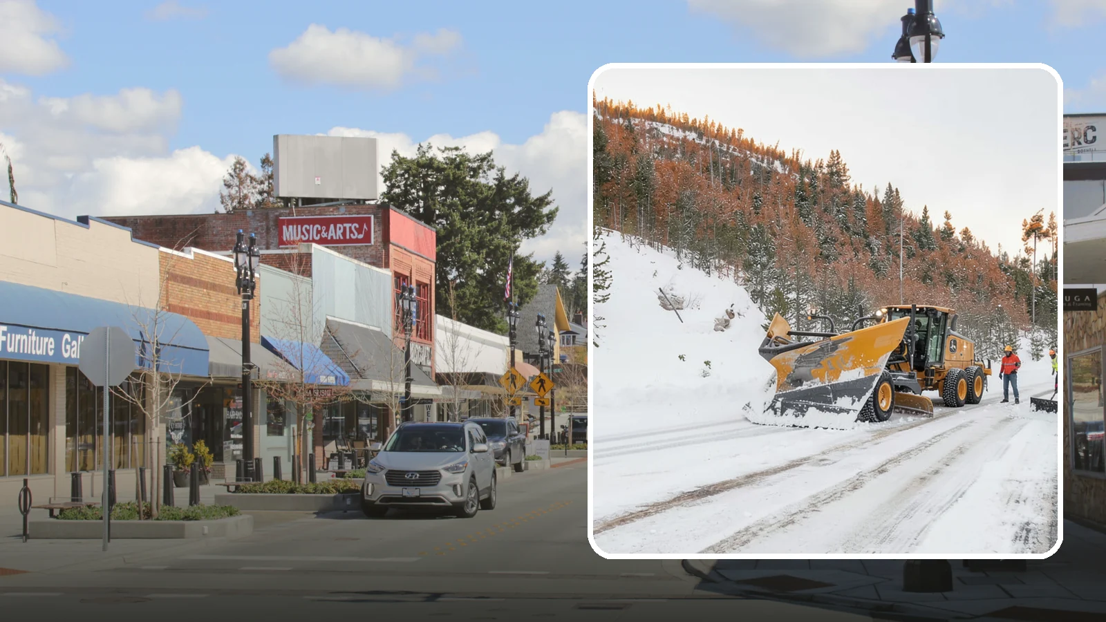 V-Plow Service in Bothell, King County, WA - Our V-plows break through deep drifts and packed snow that flat blades struggle to penetrate.