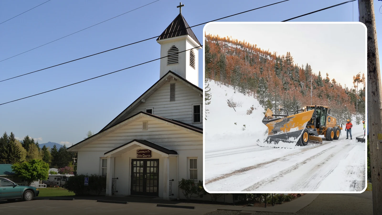 V-Plow Service in Concrete, Skagit County, WA - Our V-plows break through deep drifts and packed snow that flat blades struggle to penetrate.