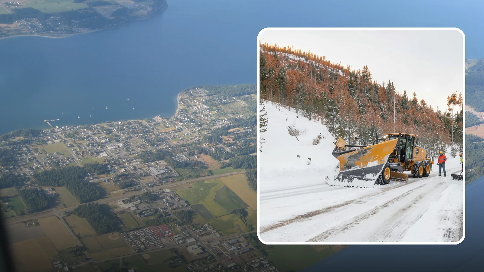 V-Plow Service in Coupeville, Island County, WA - Our V-plows break through deep drifts and packed snow that flat blades struggle to penetrate.