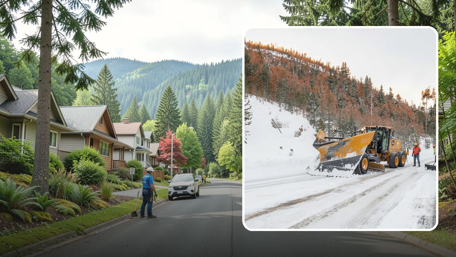 V-Plow Service in Darrington, Snohomish County, WA - Our V-plows break through deep drifts and packed snow that flat blades struggle to penetrate.