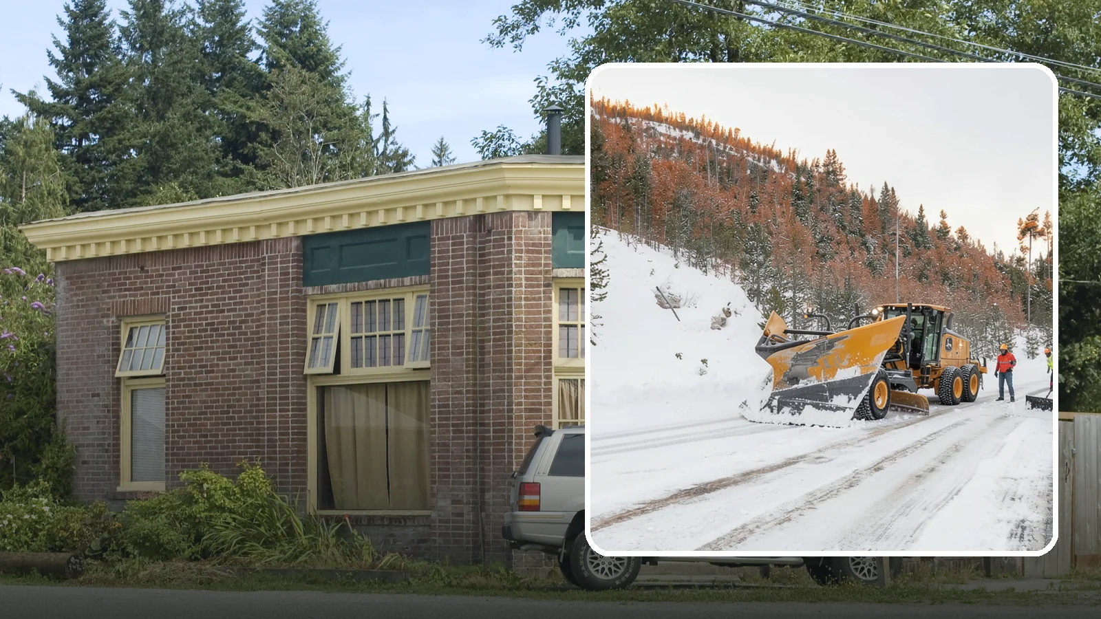 V-Plow Service in Hamilton, Skagit County, WA - Our V-plows break through deep drifts and packed snow that flat blades struggle to penetrate.