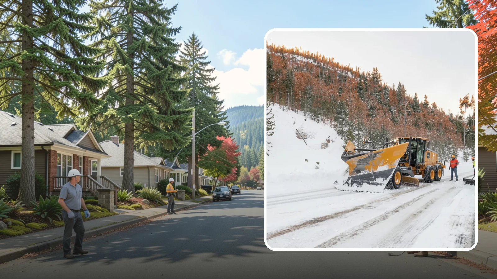 V-Plow Service in Hunts Point, King County, WA - Our V-plows break through deep drifts and packed snow that flat blades struggle to penetrate.