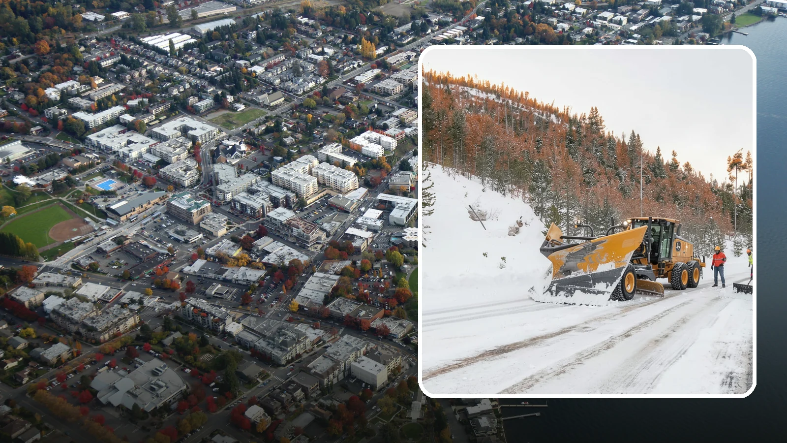 V-Plow Service in Kirkland, King County, WA - Our V-plows break through deep drifts and packed snow that flat blades struggle to penetrate.