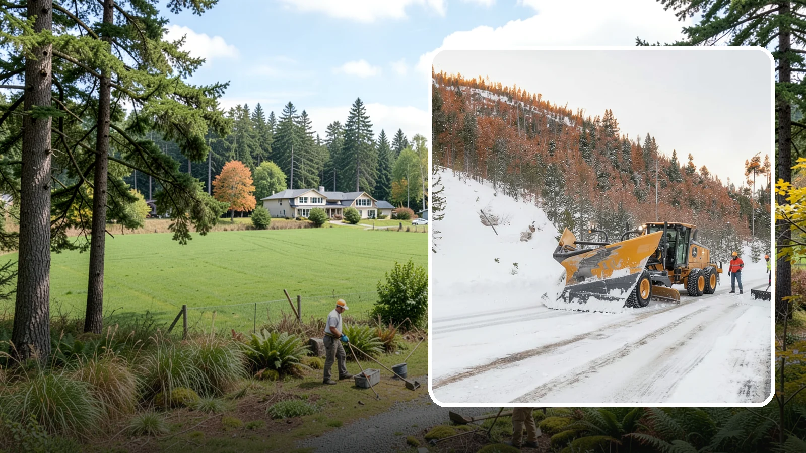 V-Plow Service in Lyman, Skagit County, WA - Our V-plows break through deep drifts and packed snow that flat blades struggle to penetrate.