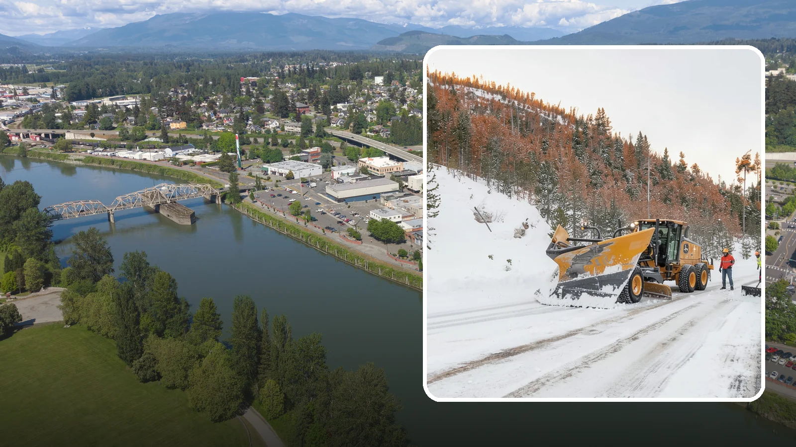 V-Plow Service in Mount Vernon, Skagit County, WA - Our V-plows break through deep drifts and packed snow that flat blades struggle to penetrate.