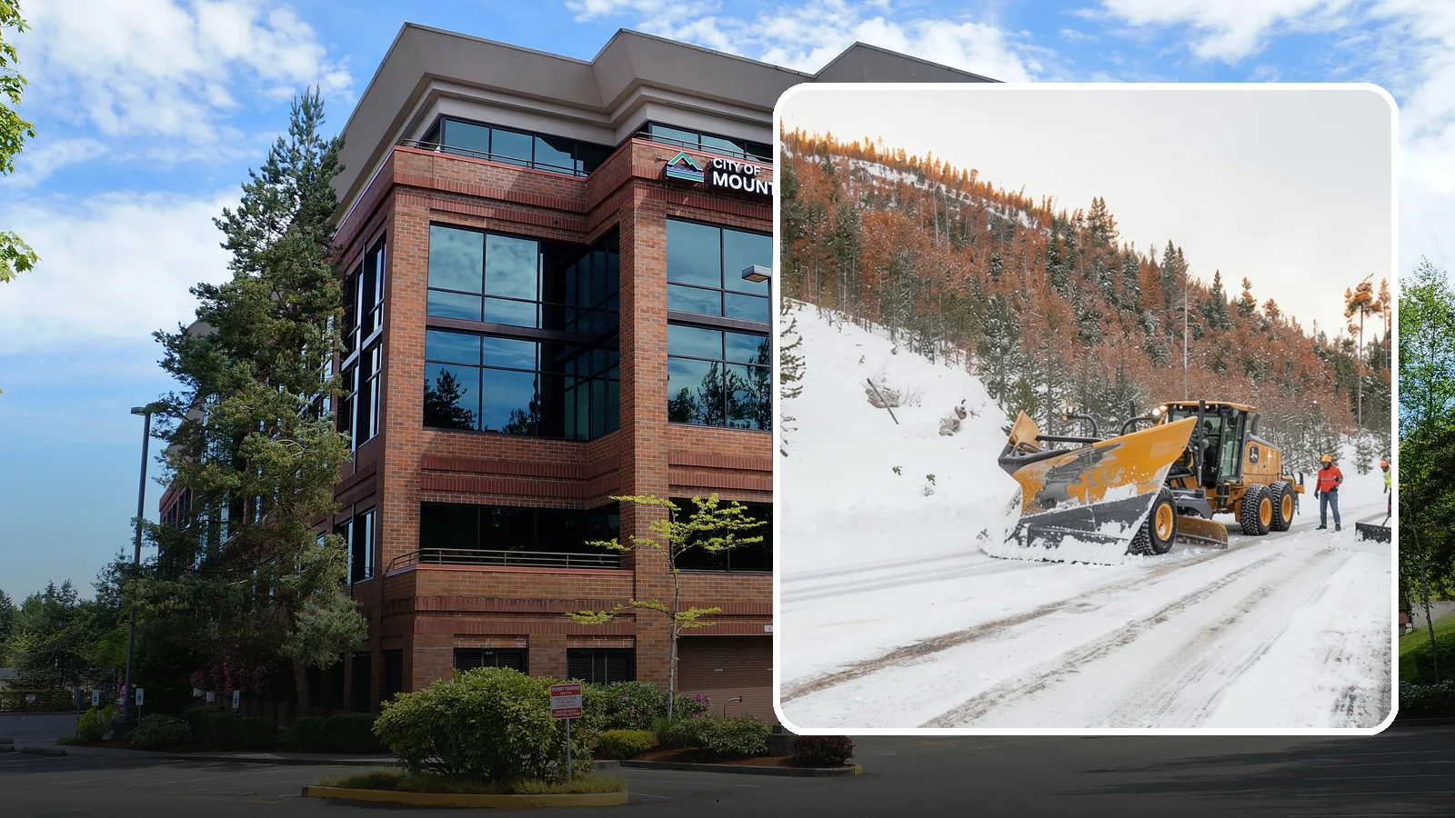 V-Plow Service in Mountlake Terrace, Snohomish County, WA - Our V-plows break through deep drifts and packed snow that flat blades struggle to penetrate.