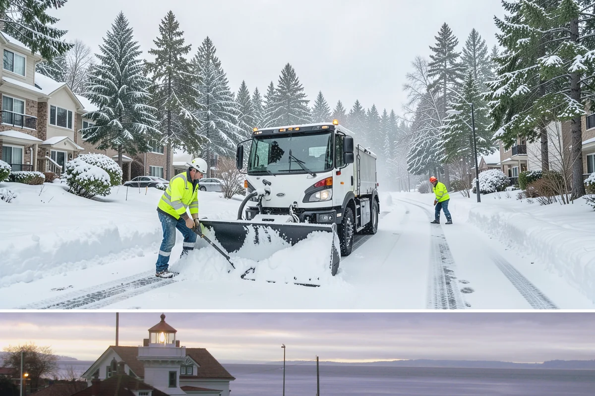 V-Plow Service in Mukilteo, Snohomish County, WA - V-plow service is most valuable after heavy accumulation and drifting events from December through February.