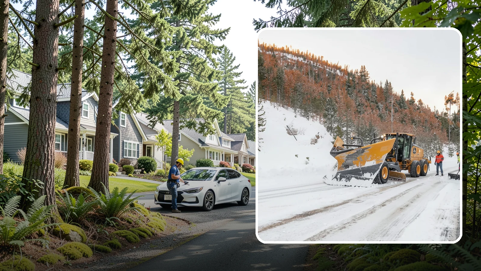 V-Plow Service in Normandy Park, King County, WA - Our V-plows break through deep drifts and packed snow that flat blades struggle to penetrate.